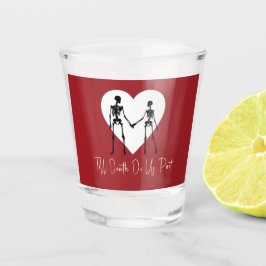 Tot de dood ons deel Skeleton Red Shot Glass Glas