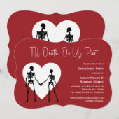 Tot de dood ons deel Skeleton Red Verloving Kaart (Voorkant / Achterkant)