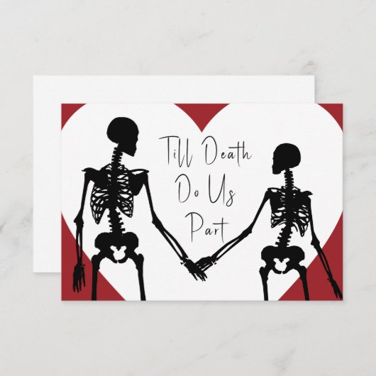 Tot de dood ons deel Skeleton Wedding Red RSVP (Voorkant / Achterkant)