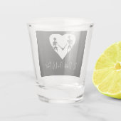 Tot de dood ons Deel Skeleton White Shot Glass Glas (Achterkant)