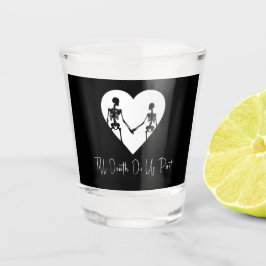 Tot de dood ons Deel Skeleton White Shot Glass Glas