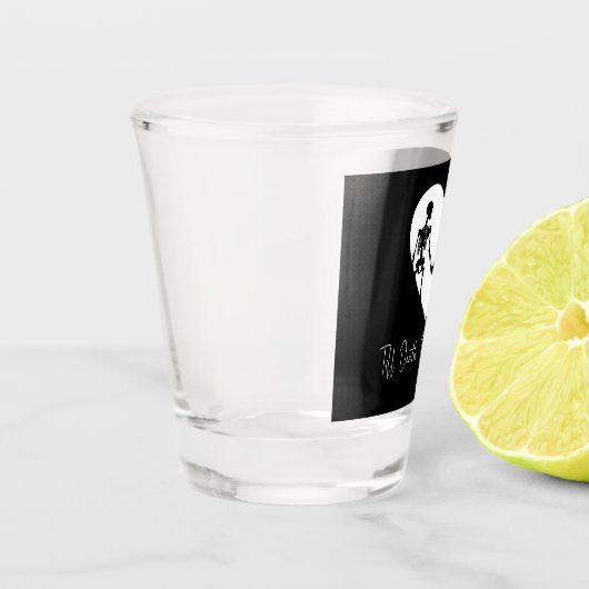 Tot de dood ons Deel Skeleton White Shot Glass Shot Glas (Links)