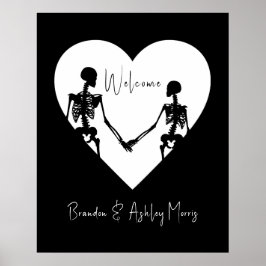Tot de dood ons Deel Skeleton White Welkom Poster