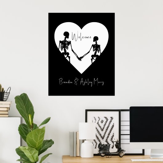 Tot de dood ons Deel Skeleton White Welkom Poster (Thuiskantoor)