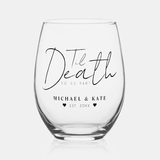 Tot de dood ons deelhuwelijk wijnglas zonder voet (Voorkant)