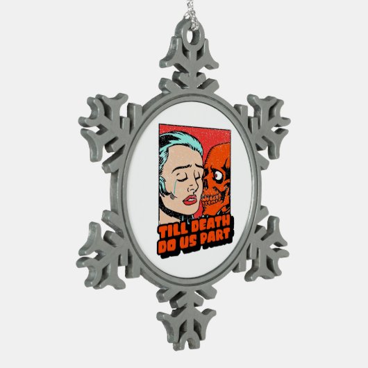 Tot de dood ons een klassieker maakt tin sneeuwvlok ornament (Links)