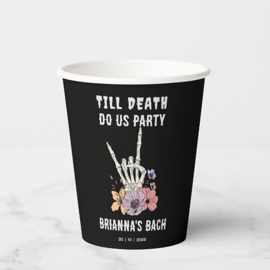 Tot de dood ons feest vrijgezellenfeest papieren bekers (Voorkant)