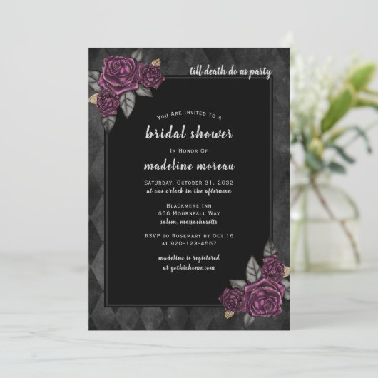 Tot de dood ons feestje Gotisch Vrijgezellenfeest Kaart (Staand voorkant)