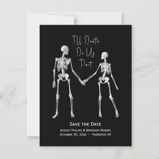 Tot de dood ons onderdeel Skeleton Black sparen de Magnetische Uitnodiging (Voorkant)