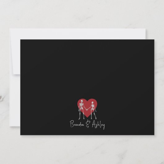 Tot de dood ons onderdeel Skeleton Couple's Shower Kaart (Achterkant)