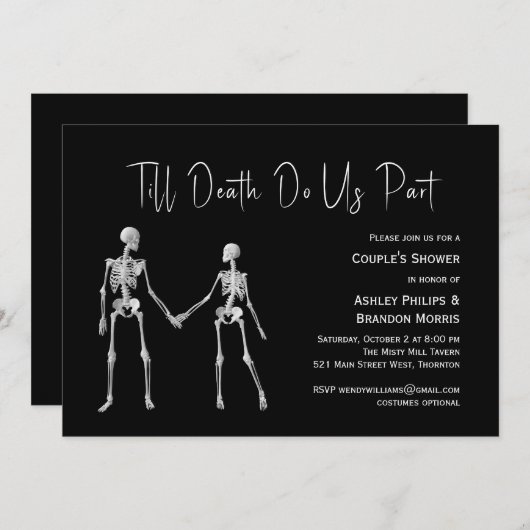 Tot de dood ons onderdeel Skeleton Couple's Shower Kaart (Voorkant / Achterkant)