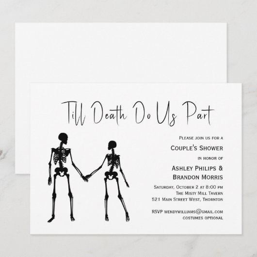 Tot de dood ons onderdeel Skeleton Couple's Shower Kaart (Voorkant / Achterkant)