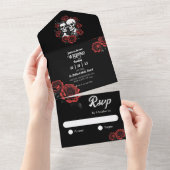 Tot de dood ons scheiden bruiloft schedel paar all in one uitnodiging (Afscheurbaar)