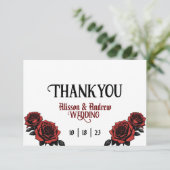 Tot de dood ons scheiden bruiloft schedel paar bedankkaart (Staand voorkant)