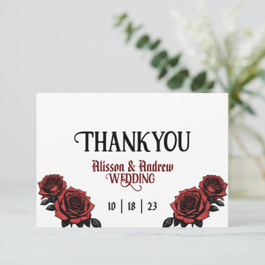 Tot de dood ons scheiden bruiloft schedel paar bedankkaart (Staand voorkant)