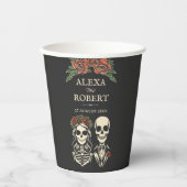 Tot de dood ons scheiden rozen skelet bruiloft papieren bekers (Voorkant)