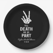 Tot de Dood Ons Scheiden Skelet Bruidsfeest Papieren Bordje (Voorkant)