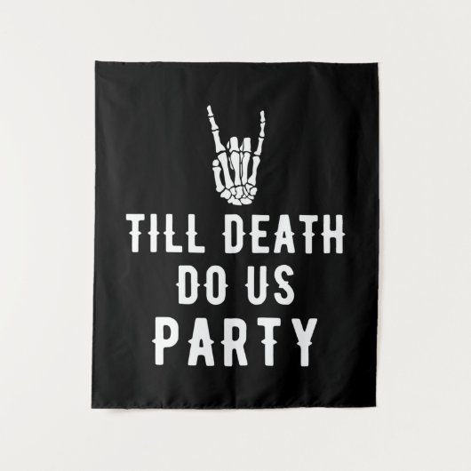 Tot de dood ons scheidt achtergrond skelet zwart wandkleed (Voorkant)