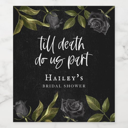 Tot de dood ons scheidt Black Rose Bruiloftsfeest Wijn Etiket (Enkel label)