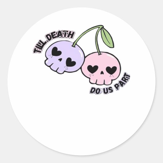Tot de dood ons scheidt - Cute Goth Schedel Design Ronde Sticker (Voorkant)