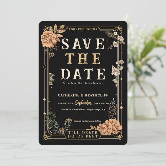 Tot de dood ons scheidt | de datum opslaan Uitnodi Kaart (Staand voorkant)