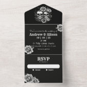 Tot de dood ons scheidt doodshoofd koppelaar rozes all in one uitnodiging (Binnen)