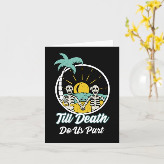 Tot de dood ons scheidt Funny Skeleton Koppel  Kaart (Gele Bloem)