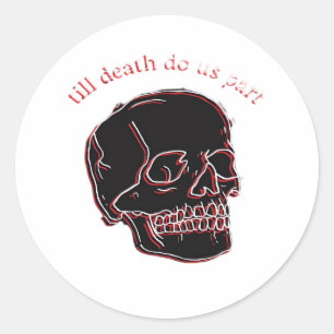 Tot de Dood Ons Scheidt - Glitch Schedel Met Grapp Ronde Sticker