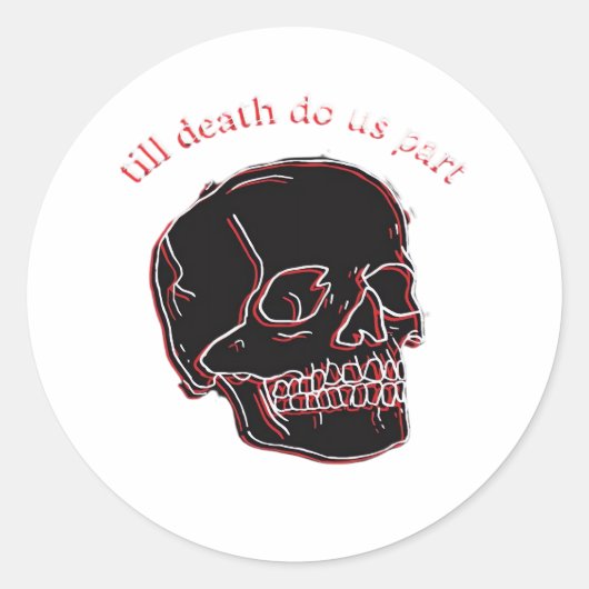 Tot de Dood Ons Scheidt - Glitch Schedel Met Grapp Ronde Sticker (Voorkant)