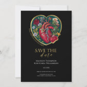 Tot de Dood Ons Scheidt Goth Hart Goud Halloween Save The Date (Voorkant)
