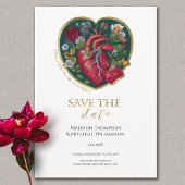 Tot de Dood Ons Scheidt Goth Hart Goud Halloween Save The Date
