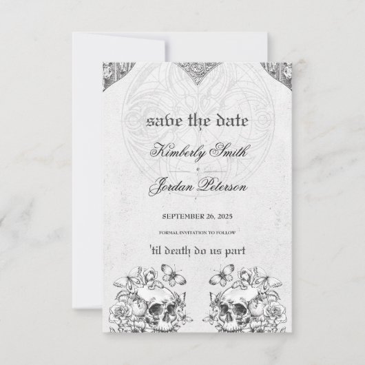 Tot de Dood ons Scheidt Gotische Bruiloft Zwart & Kaart (Voorkant)