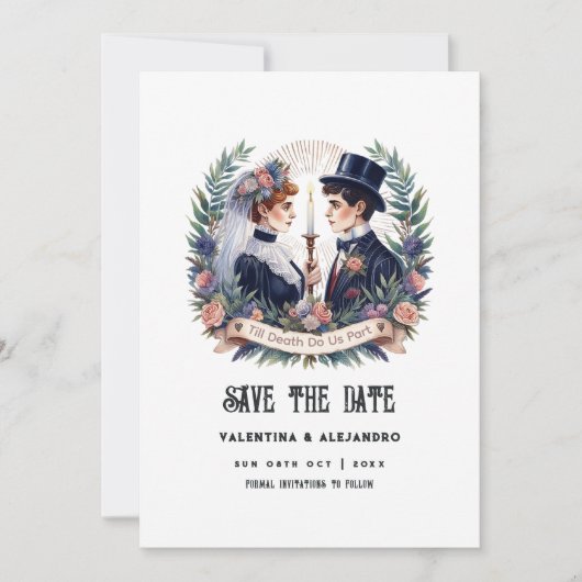 "Tot de dood ons scheidt" Gotische foto Save The Date (Voorkant)