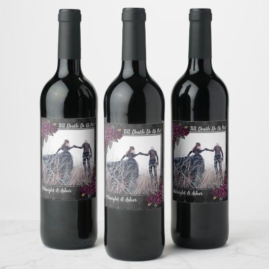 Tot de dood ons scheidt gotische roos save the dat wijn etiket (Flessen)