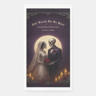 Tot de Dood Ons Scheidt Gotische Skeletten Bruilof Servet