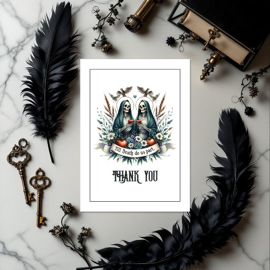 "Tot de dood ons scheidt" Gotische trouwfoto Bedankkaart