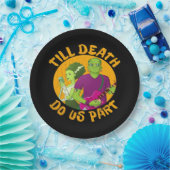 Tot de dood ons scheidt! Grappig Halloween-ontwerp Papieren Bordje (Feest)