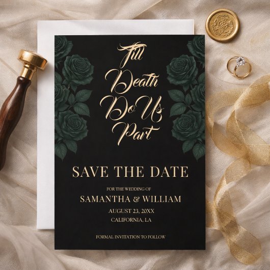 Tot de Dood Ons Scheidt Groene Rozen Bruiloft Save The Date