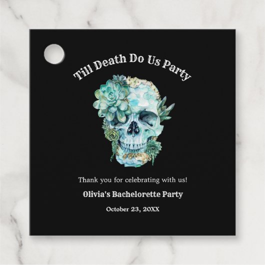 Tot de Dood Ons Scheidt Halloween Bachelorette-fee Bedankjes Labels (Voorkant)