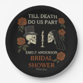 Tot de dood ons scheidt Halloween Bruidsfeest Papieren Bordje (Voorkant)