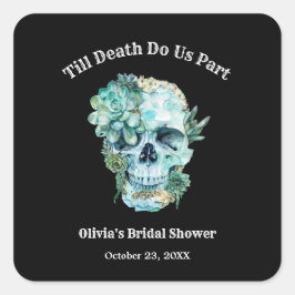 Tot de dood ons scheidt Halloween Bruidsmeisjesfee Vierkante Sticker