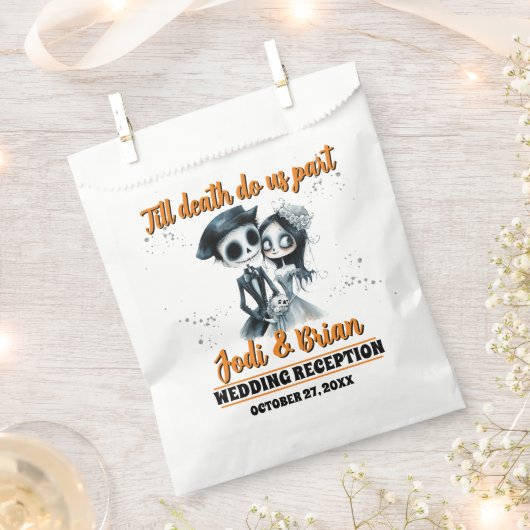 Tot de dood ons scheidt Halloween-bruiloft Bedankzakje (Geknipt)