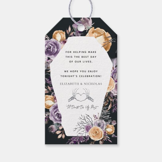 'Tot de dood ons scheidt | Halloween Bruiloft Cadeaulabel (Voorkant)