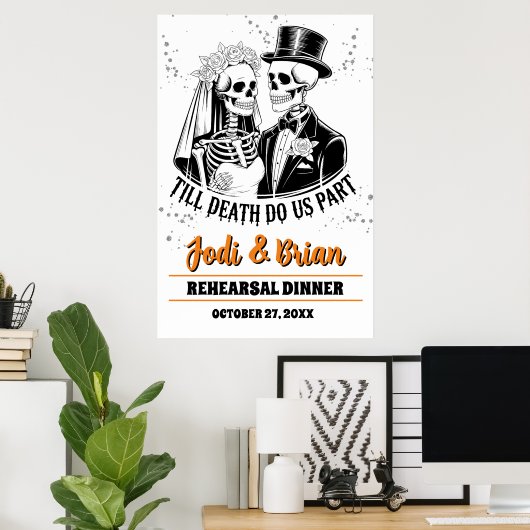 Tot de dood ons scheidt Halloween bruiloft hangend Poster (Thuiskantoor)