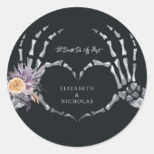 Tot de Dood Ons Scheidt | Halloween Bruiloft Ronde Sticker (Voorkant)