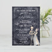 Tot de dood ons scheidt Halloween bruiloft skelett Kaart (Staand voorkant)