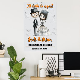 Tot de dood ons scheidt Halloween bruiloft welkom Poster