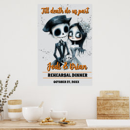 Tot de dood ons scheidt Halloween bruiloft welkom Poster