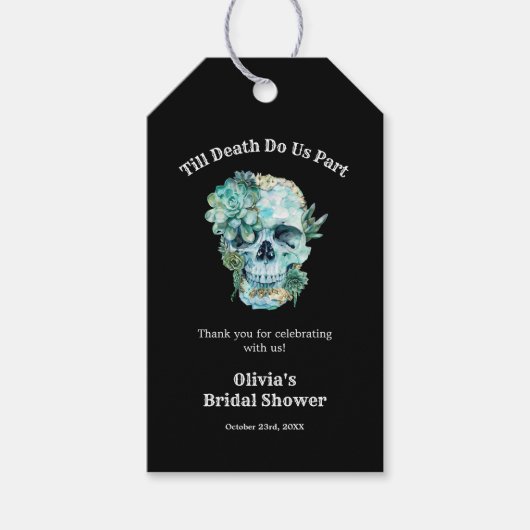 Tot de dood ons scheidt Halloween Bruiloftsborrel Cadeaulabel (Voorkant)