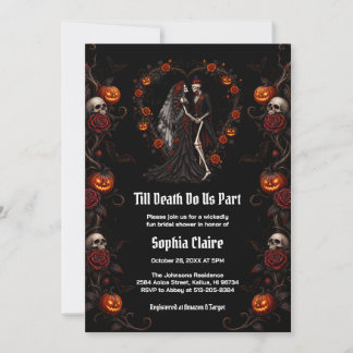 Tot de Dood Ons Scheidt Halloween Bruiloftsborrel  Kaart